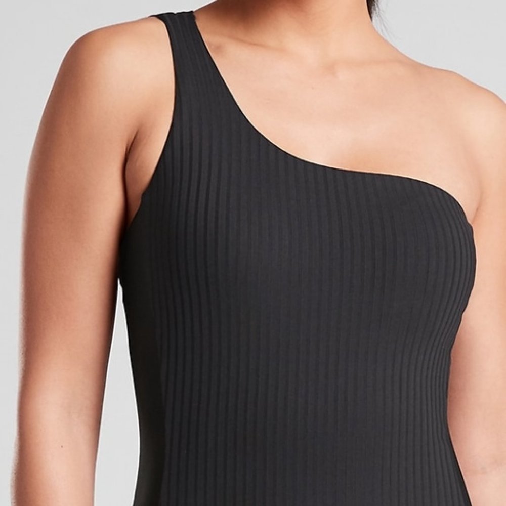 Athleta Rib Asym One Piece Swimsuit size S Black - Picture 3 of 3